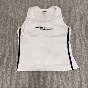VTG Harley Davidson Racerback Tank Top White ‘05 Logo Women’s Size XL